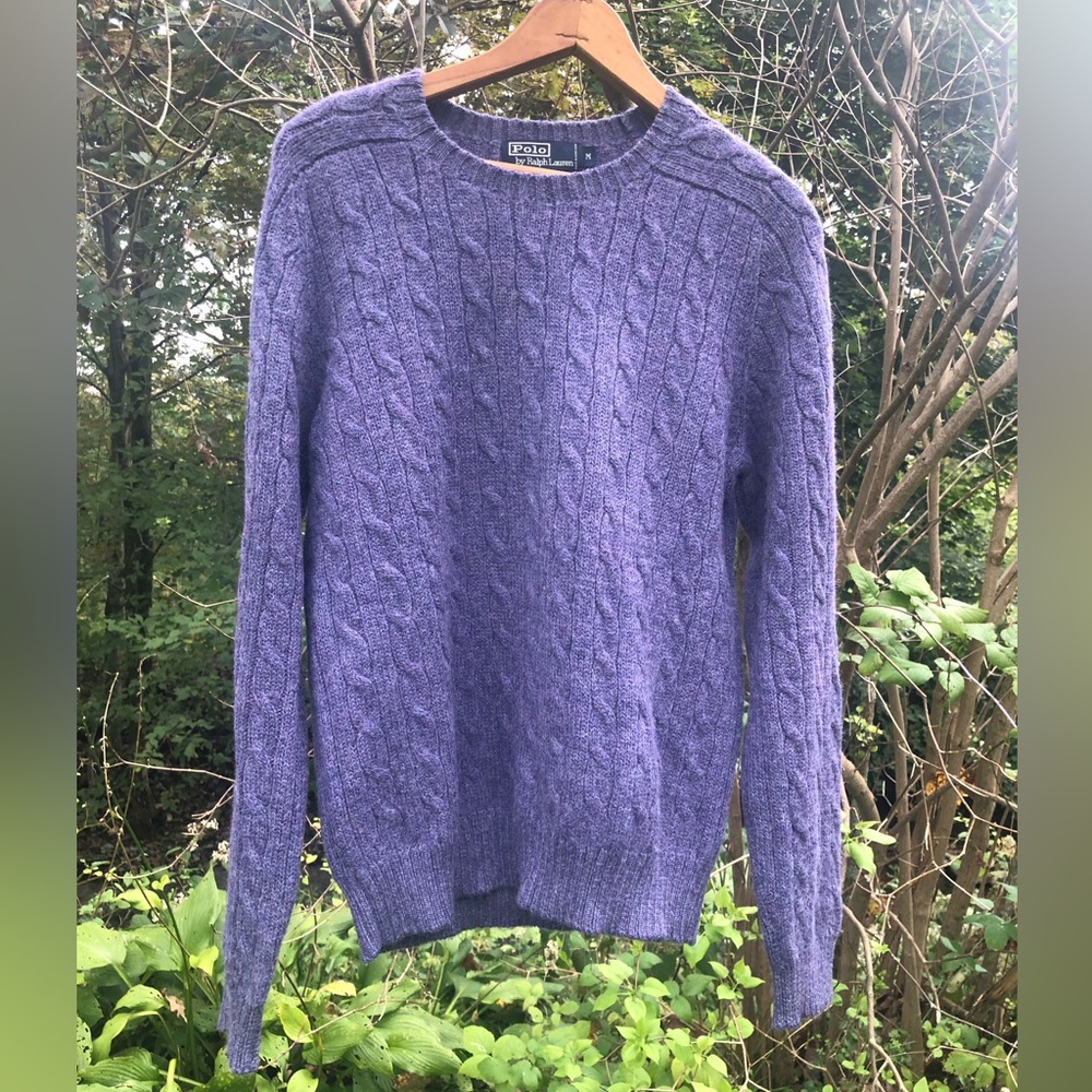 Vintage polo Ralph Lauren cable knit purple sweater! Size medium